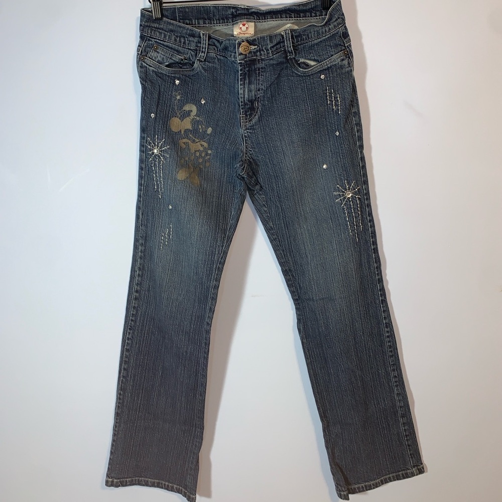 Disney store Minnie Mickey vintage rhinestone straight leg jeans size 8